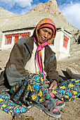 Woman at Rumbak village,Hemis National Park,Ladakh region, state of Jammu and Kashmir,India,Asia