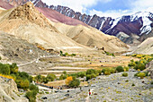 Wanderer im Rumbak-Tal, Hemis-Nationalpark, Region Ladakh, Bundesstaat Jammu und Kaschmir, Indien, Asien