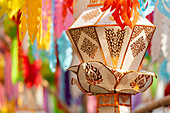  Numerous lanterns at the Golden Mount at New Year, Bangkok, Thailand, Asia 