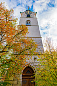 Beautiful Old Town with the Clock Tower in a Sunny Day in Autumn in Olten, Canton Solothurn, Switzerland.