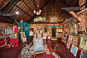 Interior of artist’s workshop at Blanco Renaissance Museum, a museum devoted to the art of the painter Antonio Blanco. Ubud, Bali, Indonesia.