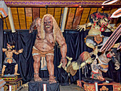 Scary ogoh-ogoh statues traditionally used during the Ngrupuk parade on the eve of Nyepi Day displayed in Ogoh-ogoh Museum. Mengwi, Bali, Indonesia.