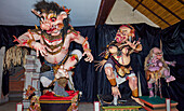 Colorful ogoh-ogoh statues traditionally used during the Ngrupuk parade on the eve of Nyepi Day displayed in Ogoh-ogoh Museum. Mengwi, Bali, Indonesia.