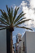 Der Kirchturm der Santa Anna Kirche in der Stadt Garachico, bei Icod de Los Vinos, bei Puerto de la Cruz, Nordküste, Teneriffa, Spanien