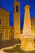 France, Cote d'Azur, Nice, Place Rossetti, fountain, Sainte-Réparate, church