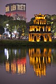 Vietnam, Hanoi, skyline, Hoan Kiem Lake, Turtle Tower,