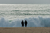  On the beach of Nazare, Atlantic Ocean, Portugal 