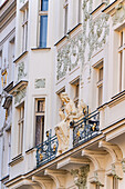 Decooration of the building in Old Prague in Art Nouveau and Art Deco style
