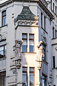 Decooration of the building in Old Prague in Art Nouveau and Art Deco style