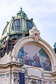 Decooration of the building in Old Prague in Art Nouveau and Art Deco style