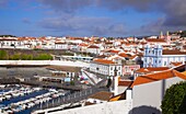 Portugal, Azores, Terceira Island,  Angra do Heroismo, skyline, panorama, harbor, 