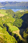 Portugal, Azores, Sao Miguel Island, Sete Cidades, Lagoa Azul, lake, landscape, scenery, 