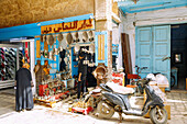  Souk with brass and silverware in the Medina in Kairouan, Tunisia 
