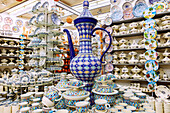  Ornamental pottery in the art shop L&#39;Artisan By Kerkeni in the souk in the medina of Nabeul, Tunisia 