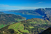  View from the Schafberg to Lake Attersee, Schafberg, Salzkammergut, Salzburg, Austria 