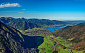  View from the Bodenschneid to Lake Tegernsee and the Bavarian Alps, Bodenschneid, Bavarian Alps, Upper Bavaria, Bavaria, Germany 