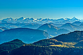  View of Hohe Tauern with Großglockner, from Schönfeldjoch, Mangfall Mountains, Tyrol, Austria 