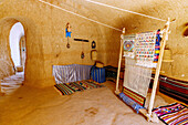  Berber Museum (Musee Berbere de Tamezret), interior of a troglodyte dwelling (cave dwelling) in the Berber village of Tamezret, Tunisia 