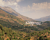 The remote 'pueblo blancos'  village of El Burgo in the mountains of Serrania de Ronda in Andalucia , Spain