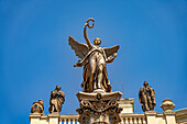  Statue on the Rudolfinum, concert and gallery building of the Czech Philharmonic in Prague, Czech Republic 