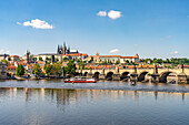  Vltava River, Castle and Charles Bridge in Prague, Czech Republic 