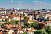  Old Town, Vltava River and Lesser Town seen from above, Prague, Czech Republic 