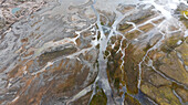  Aerial photograph (detail) of the river and floodplain in the Ekmanfjord, Svalbard, Norwegian Arctic, Europe 