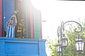  Statue of Lionel Messi in the famous La Boca district, Buenos Aires, Argentina, South America 