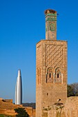 Morocco, Rabat, Chellah, minaret, Mohammed VI Tower, 