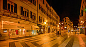  Main shopping street Corso Matteotti at night, Sanremo, Liguria, Italy 