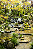 Waterfall in the Koko-En Garden; Japanese style garden next to the Himeji castle.