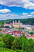  View of the old town of Passau, St. Stephen&#39;s Cathedral with the Inn in the foreground and the Veste Oberhaus on the Georgsberg in the background 