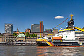 Coast Guard multi-purpose vessel Neuwerk at the St. Pauli Landungsbrücken during the Hamburg Port Anniversary 2025 in the Free Hanseatic City of Hamburg, Germany, Europe  