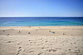  Bathers on the dream beach &quot;Playa del Matorral&quot;, Morro Jable, Fuerteventura, Canary Islands, Spain, Europe 