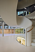  Curved staircase in the atrium of the new building of the Maria Ward Schools, Nuremberg, Franconia, Bavaria, Germany, Europe 