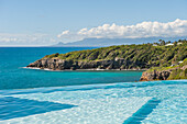 Swimming pool of "La Toubana" hotel and spa, Sainte-Anne, Guadeloupe, overseas region of France,Leewards Islands, Lesser Antilles, Caribbean