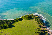 Aerial view of "Pointe Allegre" (the northest headland of Basse-Terre), Grand Cul-de-sac Marin, Sainte-Rose, Basse-Terre, Guadeloupe, overseas region of France,Leewards Islands, Lesser Antilles, Caribbean