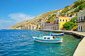  Blick auf den Hafen von Gialos, Gialos, Insel Symi, Dodekanes, Griechenland 