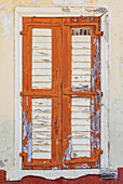  Alte Fensterläden, Chorio, Insel Symi, Dodekanes, Griechenland 
