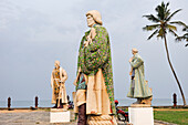 Statues erected during the Portuguese colonial times in homage to the 15th-century Portuguese navigators who discovered the island, city of Sao Tome,Sao Tome Island, Republic of Sao Tome and Principe,Africa