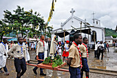 Parish fair procession at Santo Izidoro Church,village of Ribeira Afonso on the East coast of Sao Tome Island, Republic of Sao Tome and Principe,Africa