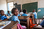 Class of the primary school in the village of Praia das Conchas, in the northern part of Sao Tome Island, Republic of Sao Tome and Principe,Africa