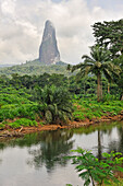 Pico Cao Grande (Great Dog Peak) in the background,southern part of Sao Tome Island, Republic of Sao Tome and Principe,Africa