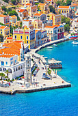 Hafen von Gialos, erhöhte Ansicht, Insel Symi, Dodekanes, Griechenland 