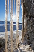  Icicles in the midnight sun, Mohnbukta, Svalbard, Norway 