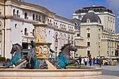 North Macedonia, Skopje, Museum of the Macedonian Struggle, National Theatre, fountain, 