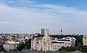 Cityscape of Madrid showing the Palacio de Cibeles, its gothic town hall, Madrid, Spain
