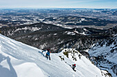  Winter mountaineer at Zwiesel, Chiemgau Alps, Bavaria, Germany 