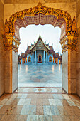  Marble temple, made of Carrara marble, Wat Benchamabopit, back of the Ubosot, temple in the Dusit district, Bangkok, Central Thailand, Thailand, Asia 