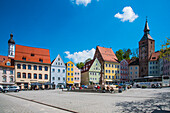  Landsberg, main square and market square in the historic old town, Bavaria Germany 